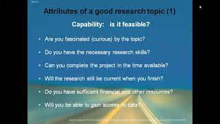 Formulating and clarifying the research topic Part 1