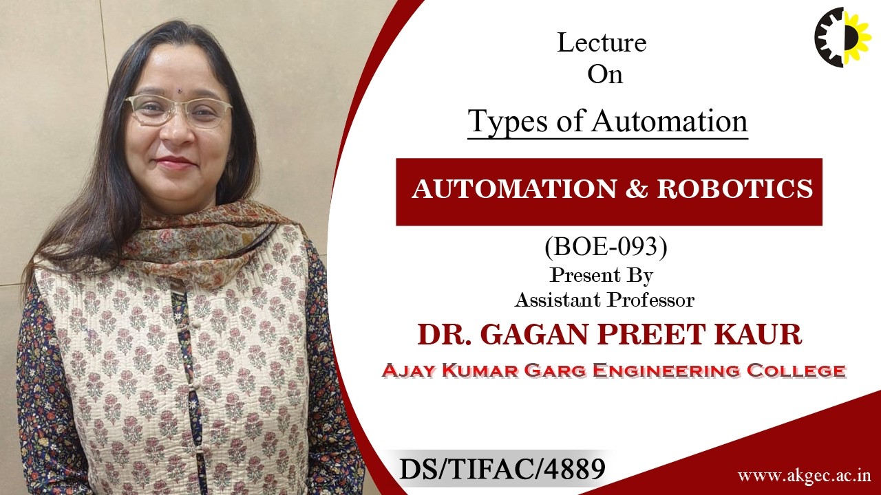 TYPES OF AUTOMATION | AUTOMATION & ROBOTICS | LECTURE 02 BY DR. GAGANPREET KAUR | AKGEC