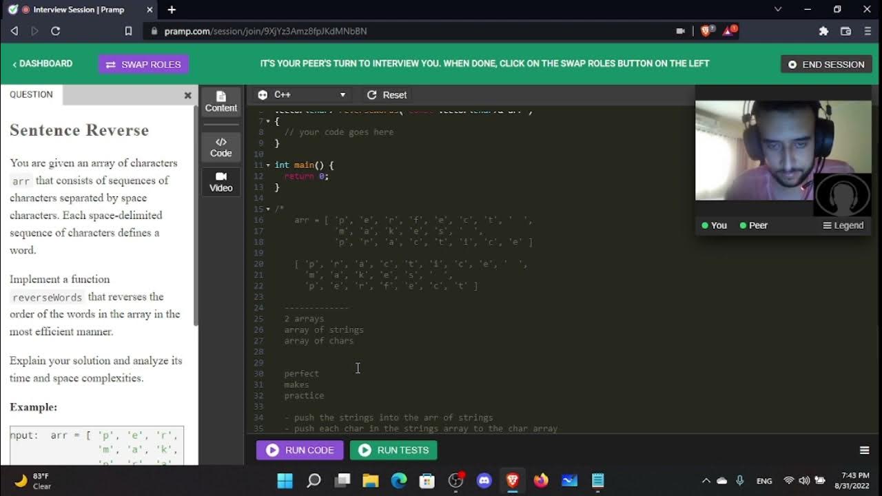 Sentence Reverse | Coding Interview | DSA - YouTube