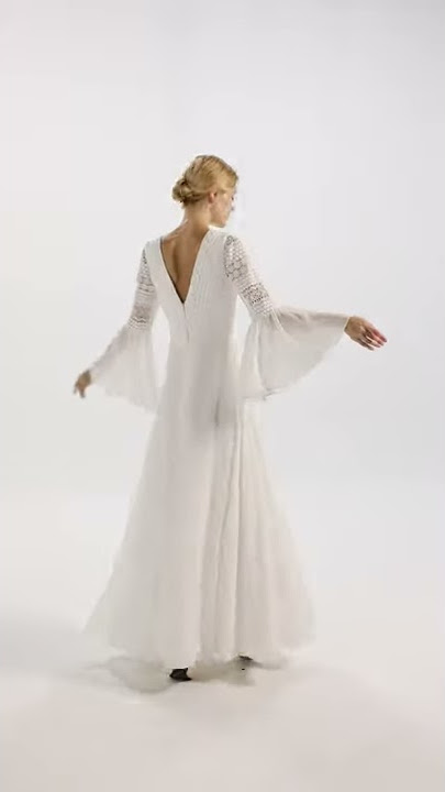 2021 Wedding Inspiration Beautiful Chiffon Wedding Gown Ivory Bridal Gown