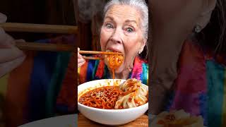 This Grandma Can Handle The Heat! 🌶️ Spicy Noodles & Giant Dumpling Mukbang