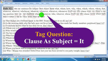 Tag Question: Clause As Subject = It (in Bangla)