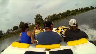 55 mph Jet Boat Seadoo jumping with 4 people :)