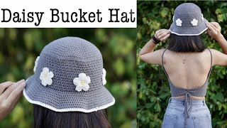 Easy Crochet Daisy Summer Bucket Hat Tutorial | Daisy Summer Hat DIY