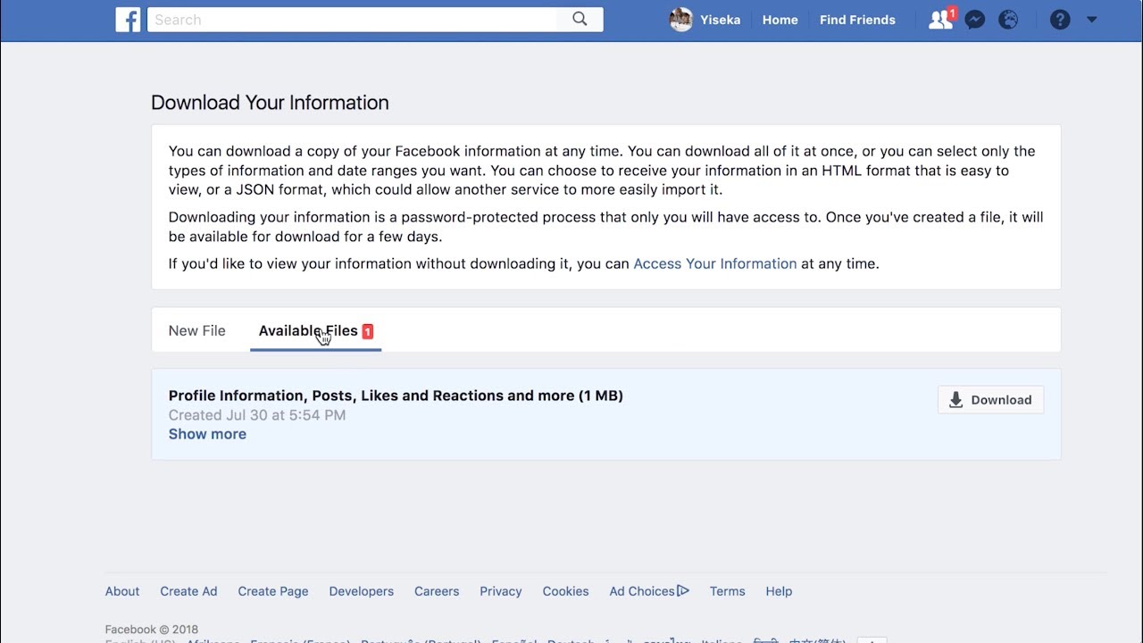 Downloading Your Facebook Data - YouTube