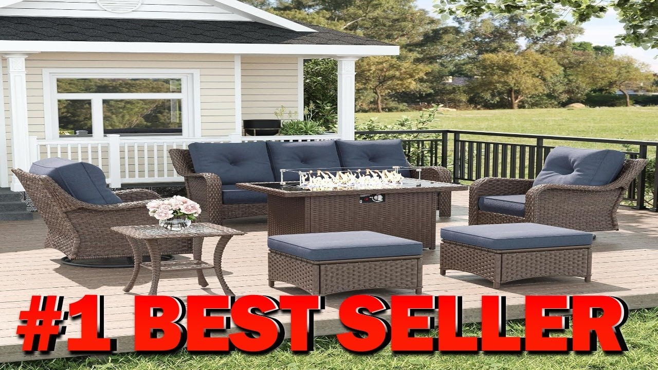 LayinSun 7 Piece Wicker Outdoor Furniture Set with 6 inch Comfy Cushions High - B0FWK9SHHS