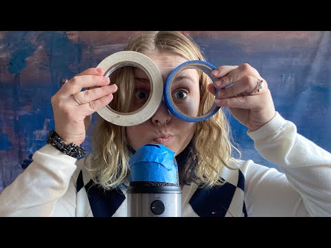 ASMR│tape on the mic! crinkly, tingly, sticky tape sounds! 💙🤍