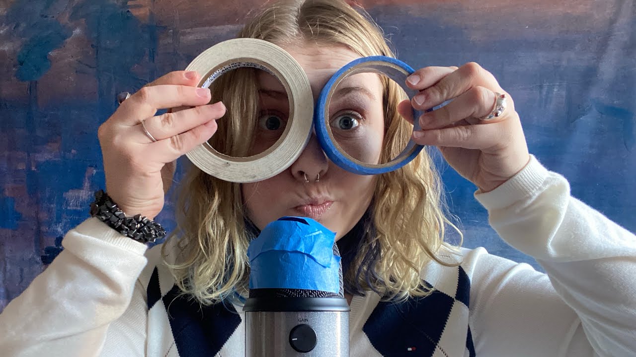 ASMR│tape on the mic! crinkly, tingly, sticky tape sounds! 💙🤍