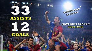 Xavi Best Season 2008-2009 For Barcelona || All 45 Goals & Assists