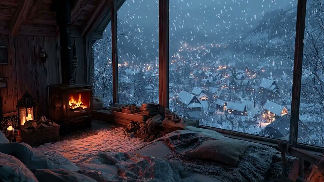 Gentle Indoor Warmth While Ice and Snow Cover the World Outside | Calm Valley Winter Sanctuary