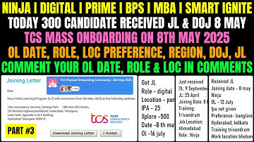 TCS 8 MAY MASS ONBOARDING | ALL COMMENT YOUR OL DATE, ROLE & LOC TO GET TO KNOW JOINING DATE UPDATES