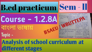 Analysis of school curriculum at different stages, Sem - ll ,course (1.2.8A), B.ed practicum..BASEU