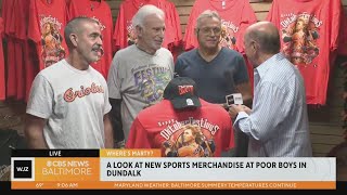 Where's Marty?  Checking out new sports merchandise at Poor Boys in Dundalk