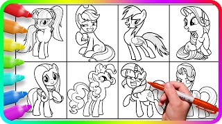 MY LITTLE PONY Coloring Pages - Mane 8 / How to color My Little Pony