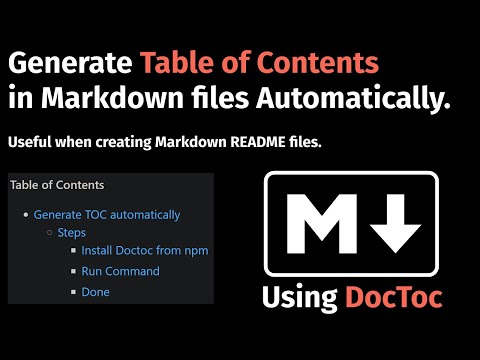 How to Generate Table of Contents in Markdown files automatically?