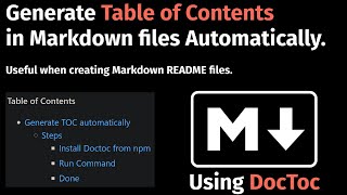How to Generate Table of Contents in Markdown files automatically?