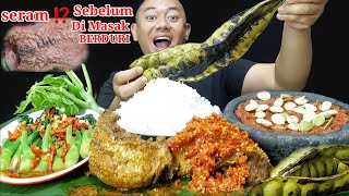 INI ENAK TAPI SEREM MAKAN DAGING PIPI SAPI SAMBEL TERASI LALAPAN PETE BATANG PEPAYA  TUMIS KAILAN