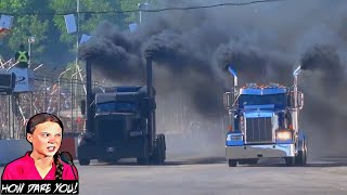 Unbelievable Semi Truck Drag Racing. Greta is shocked!