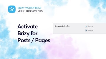Activate Brizy for Posts and Pages in WordPress | Brizy Video Documentation