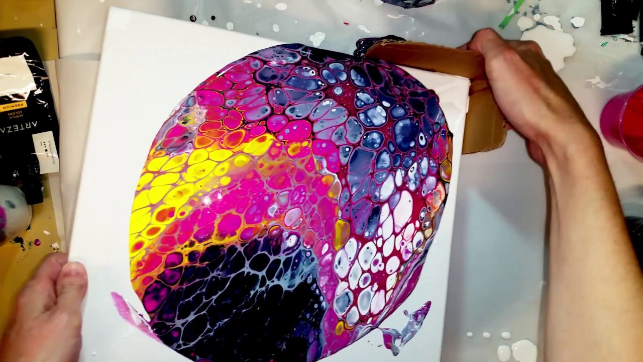 Acrylic Pour Flip Cup and a Swipe with Strange Cells - YouTube