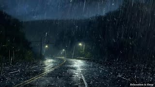 Within 3 minutes you will fall asleep with heavy rain, wind and thunder on the deserted forest road