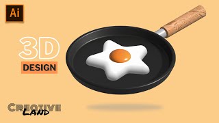 How To Make 3D Frying Pan In Adobe Illustrator |  Adobe Illustrator Tutorial