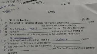 Half yearly examination class 7 icse board history and civics question paper