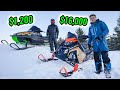 Cheap vs. Expensive Snowmobiles Ditch Riding!!