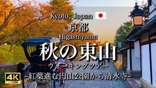 Kyoto, Japan Walk| The Autumn Colors Advancing in Higashiyama Area [4K]