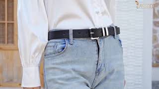 JASGOOD Women Leather Belt with Silver Buckle Fashion Ladies Faux Leather Belt for Jeans Pants Dress screenshot 5