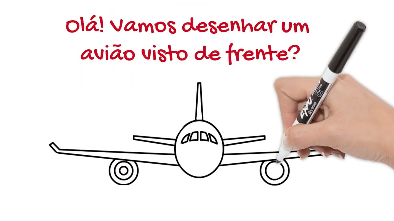 Como desenhar um avião visto de frente (how to draw a plane seen from the  front) 