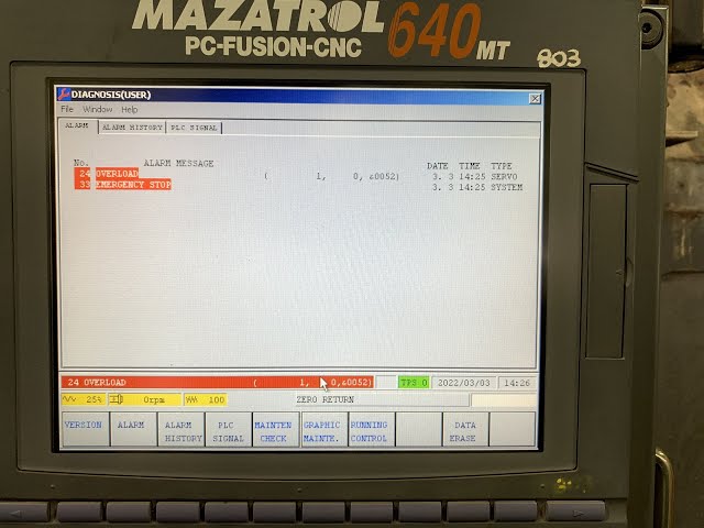 Mazatrol M640T: 24 Overload Alarm Troubleshooting Guide - YouTube