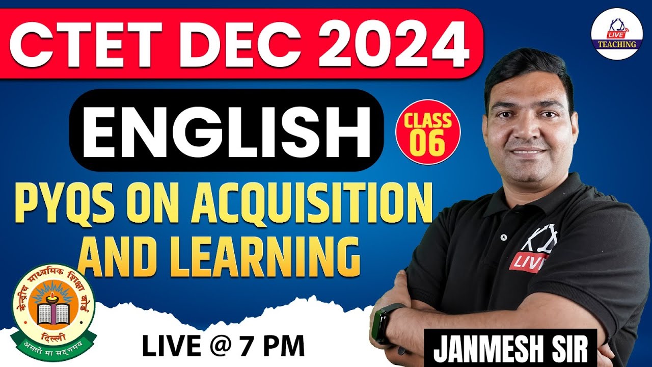 CTET DEC 2024 | ENGLISH | ACQUISITION AND LEARNING MCQs | Class 06 | BY ...