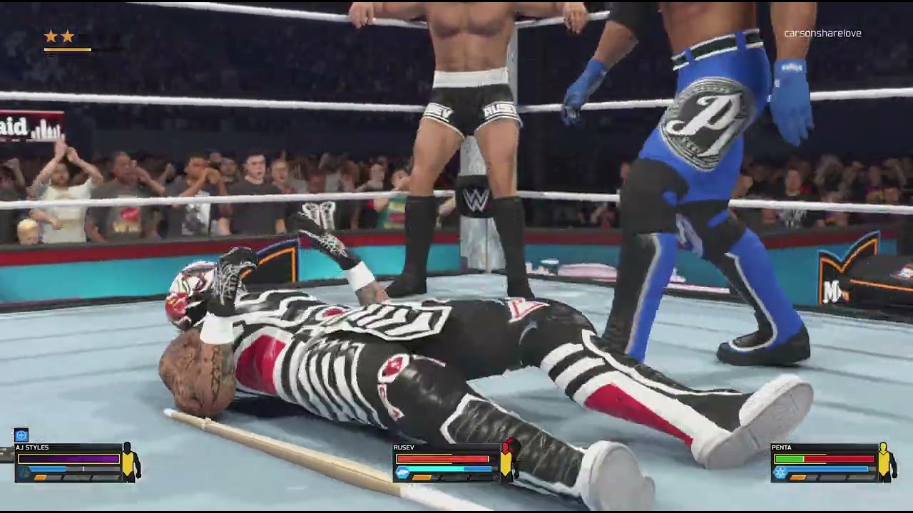 Penta versus Rusev versus AJ Styles.For the Intercontinental Championship.