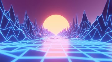 Lowpoly Sun and mountain, background, vj loop, animations