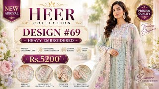 Luxury HEER Collection Design 69 🌸 | Chikankari Jacquard Dupatta