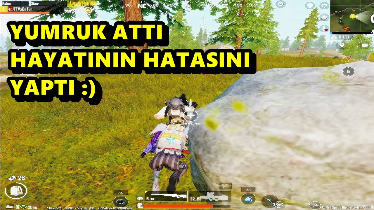 YUMRUK ATTI HAYATININ HATASINI YAPTI :)  BATUR GAME SOLO SQUAD PUBG MOBİLE