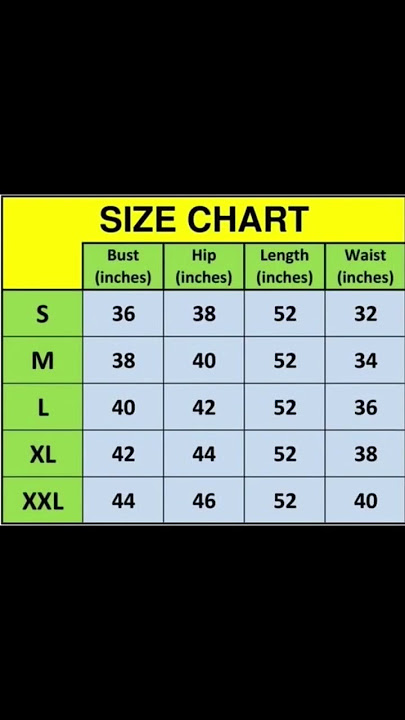 Know the size XL, XXL, XS measurements