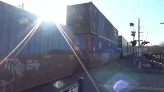 (Northbound) Union Pacific Double Stack Train passes through the McCarver Street Railroad Crossing.