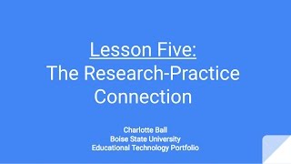 Lesson Five: The Research Practice Connection