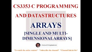 ARRAYS  NOTES | CS3353 C PROGRAMMING AND DATASTRUCTURES NOTES