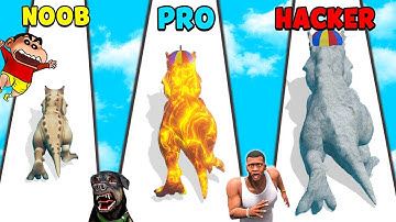 SHINCAHN PLAY DINOSAUR EVOLUTION | SHINCHAN BECOME BIGGEST DINOSAUR | NOOB VS PRO VS HACKER