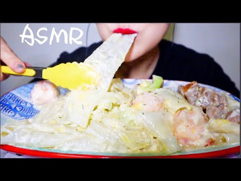 【CREAMY+CHEESY CHINESE WIDE NOODLE】ASMR/NO TALKING/咀嚼音/중국당면 크림 파스타 /리얼 사운드