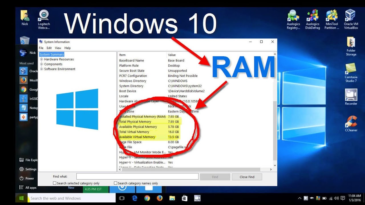 What is the way to tell how much memory is left on a computer?