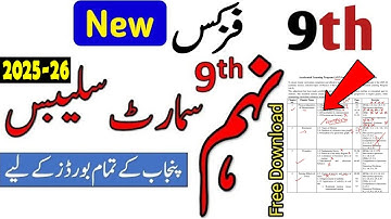 9th Class New Smart Syllabus Physics 2025-26 | Matric Smart Syllabus For Punjab Board-2025