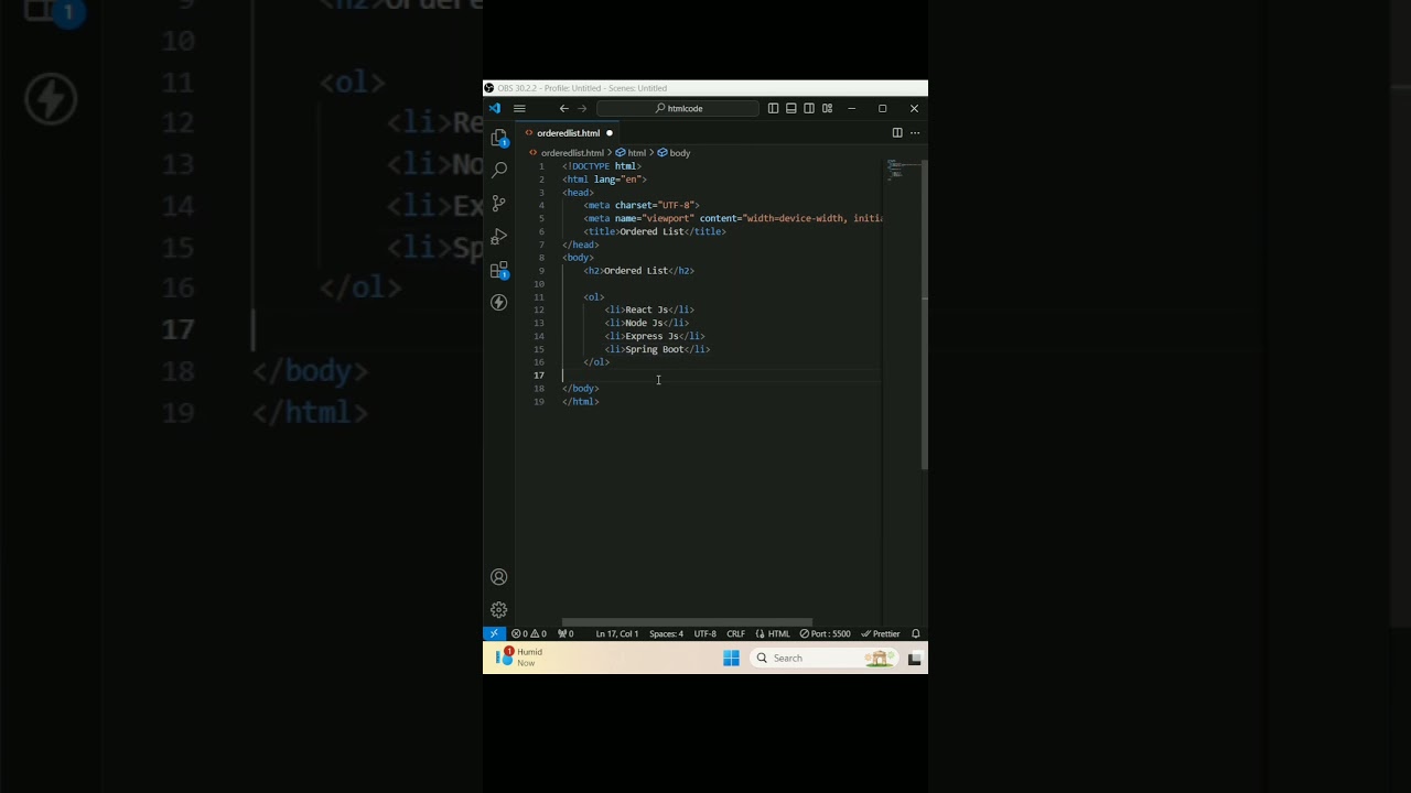 ol list in HTML | Ordered List 