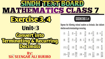 Convert Fractions into Decimals | Terminating Decimals | Recurring Decimals | Exercise 3.4 Math 7