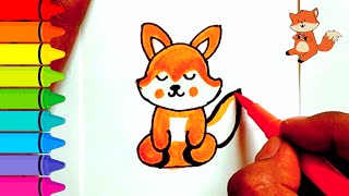 CUTE FOX  🦊🦊 Drawing step by step - Easy Drawing / ‎#facts, #fox,Funny FACTS @Doodlekidzdrawing