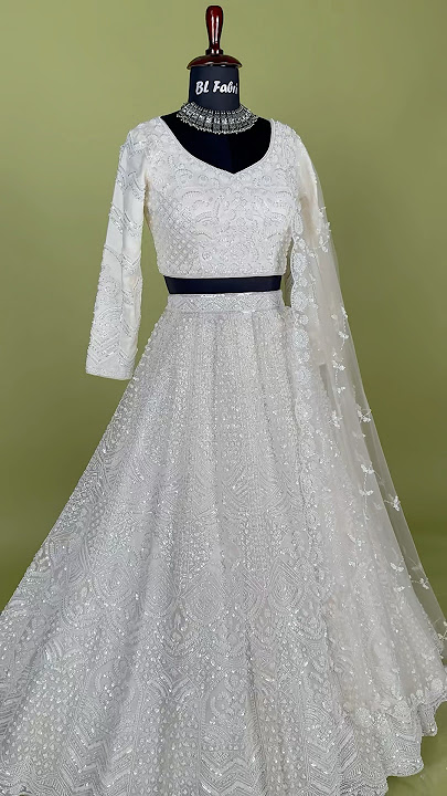 White color Bids work Designer Lehenga choli #embroiderylehenga #whitelehenga #lehenga #lehengas