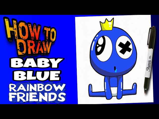 How to Draw Baby Blue Rainbow Friends, Roblox